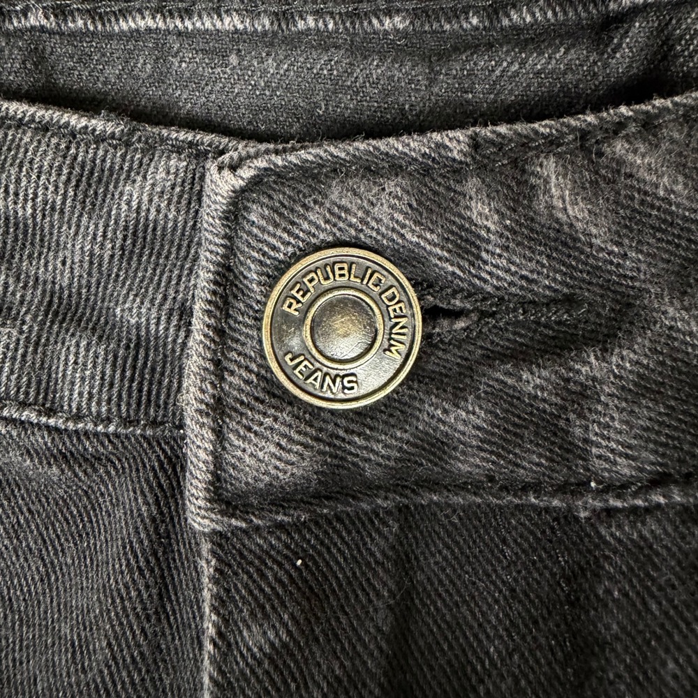 Republic Denim Jeans Mens L Black Wide Leg Baggy Cargo Pants Streetwear 34x29 - Picture 6 of 8